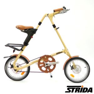 STRIDA速立達 外銷版16吋5.0版-奶油色 M把鋁合金碟剎折疊單速單車