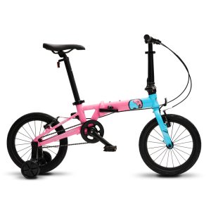 sooibe書比 007Pro/16吋單速-粉紅藍 鋁合金跨齡折疊單車