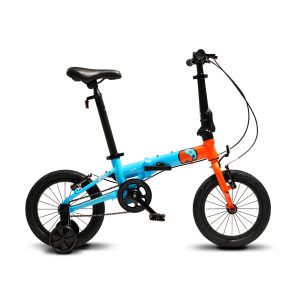 sooibe書比 007Pro輕量經典款/14吋單速-藍橘 鋁合金跨齡折疊單車