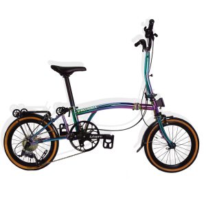 TAKACHIA達卡佳 TIIME C16/C20-電鍍七彩藍Oil Slick(加價色)(常備款)9速三折式鉻鉬鋼折疊單車
